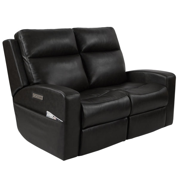 Aarhus Leather Power Reclining Loveseat with Adjustable Headrest & Lumbar