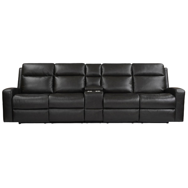 Aarhus Leather Power Reclining Sofa with 1 Console,Adjustable Headrest & Lumbar,