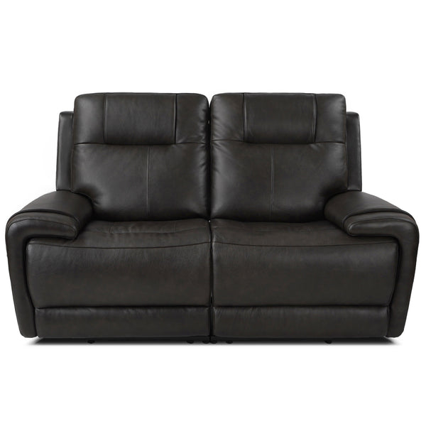 Riga Leather Power Reclining Loveseat with Adjustable Headrest & Lumbar