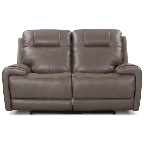 Riga Leather Power Reclining Loveseat with Adjustable Headrest & Lumbar