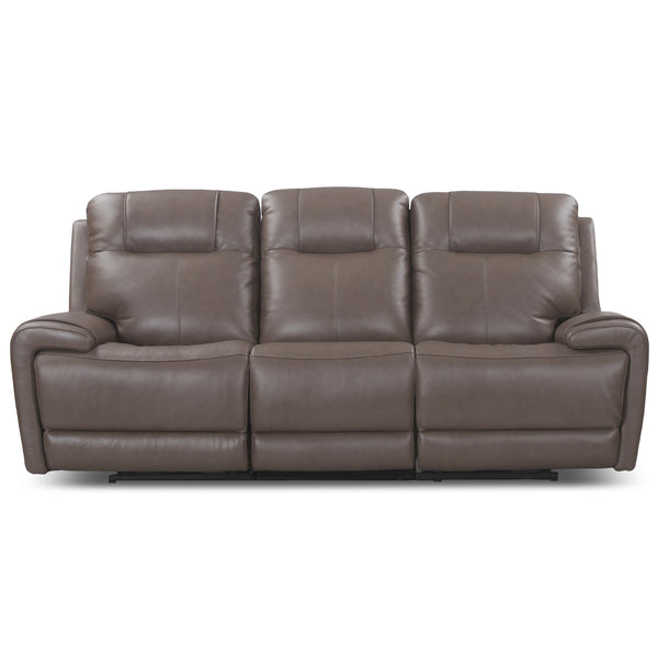 Riga Leather Power Reclining Sofa with Adjustable Headrest & Lumbar