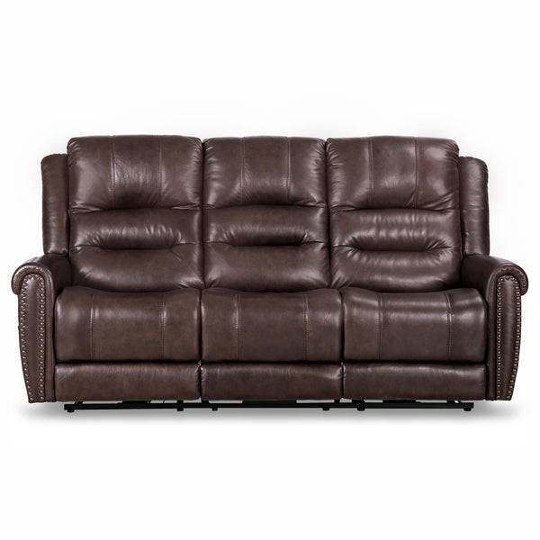 Turku Leather Power Reclining Sofa with Adjustable Headrest & Drop Down Table