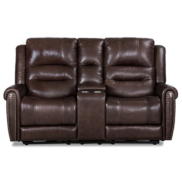 Turku Leather Power Recining Loveseat with Adjustable Headrest