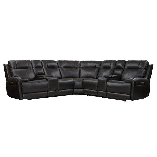 Riga Leather Power Reclining Sectional with Adjustable Headrest & Lumbar