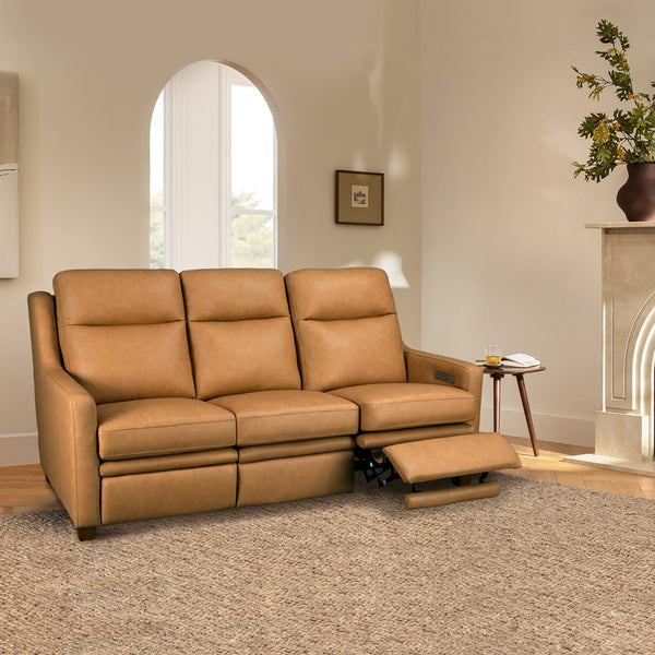 Visby Wall Hugger Leather Power Reclining Sofa with Adjustable Headrest & Lumbar