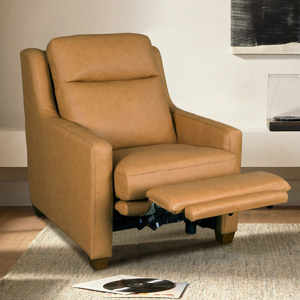 Visby Leather Power Recliner with Adjustable Headrest & Lumbar