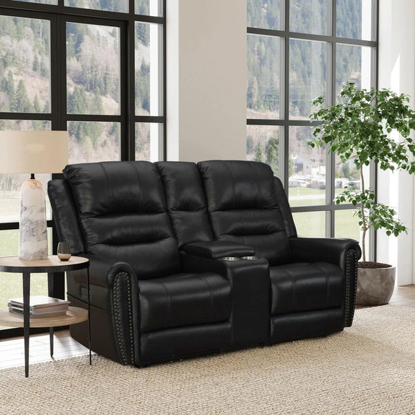 Turku Leather Power Recining Loveseat with Adjustable Headrest