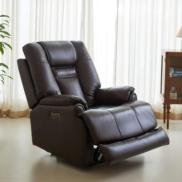 Espoo Leather Power Recliner with Adjustable Headrest