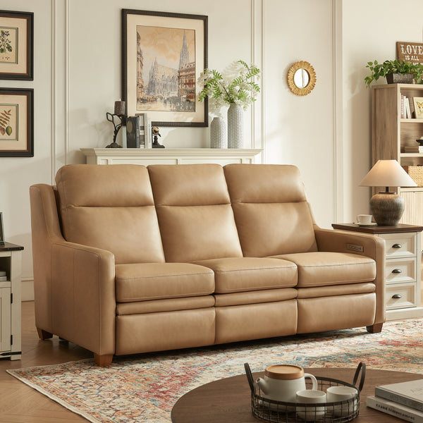 Visby Wall Hugger Leather Power Reclining Sofa with Adjustable Headrest & Lumbar