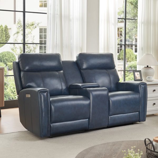 Alesund Leather Power Reclining Loveseat with Adjustable Headrest