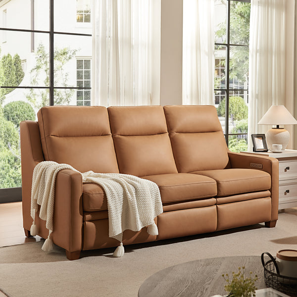 Visby Wall Hugger Leather Power Reclining Sofa with Adjustable Headrest & Lumbar