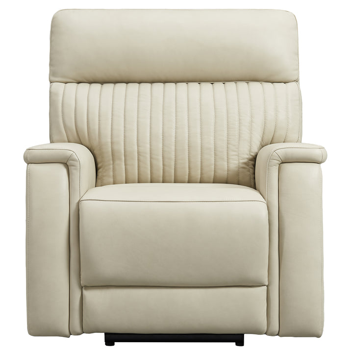 Cream Genuine Leather Power Recliner 