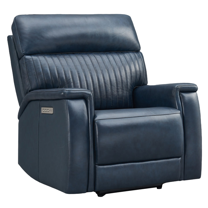 Darkblue Genuine Leather Power Recliner