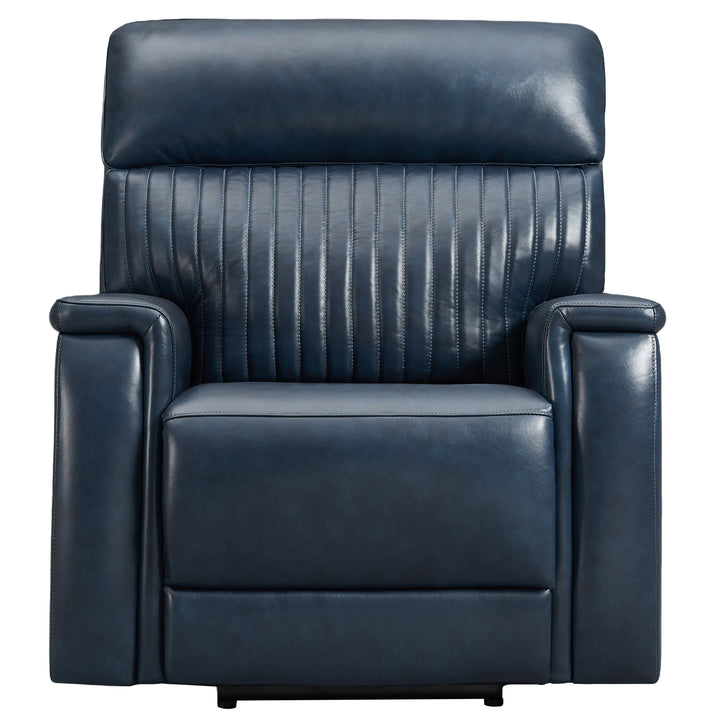 Darkblue Genuine Leather Power Recliner