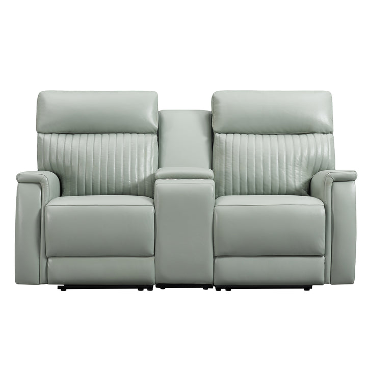 Lightaqua Genuine Leather Power Recliner Loveseat