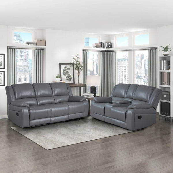 Oslo Manual Gray Reclining 2 Piece Living Room Set