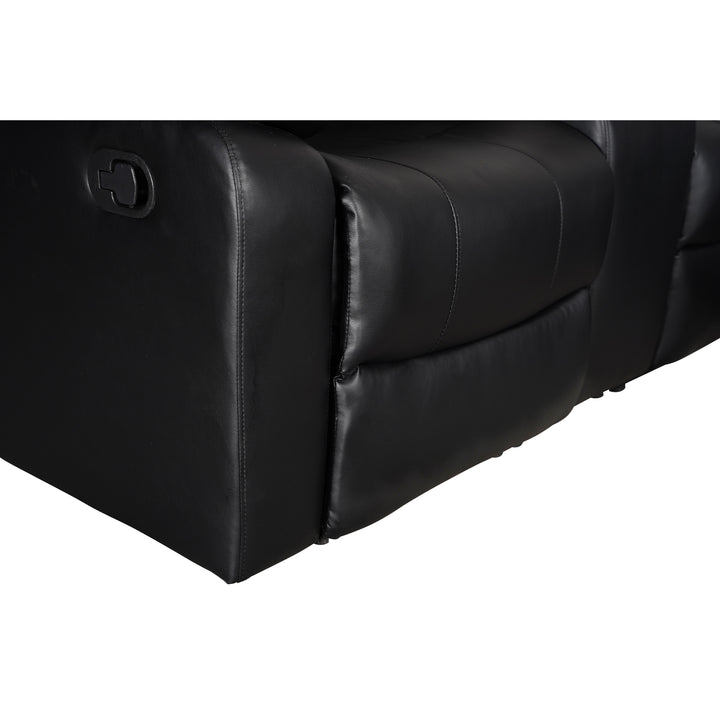 black faux leather manual recliner sectional