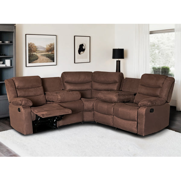 brown manual recliner​ suede sectional