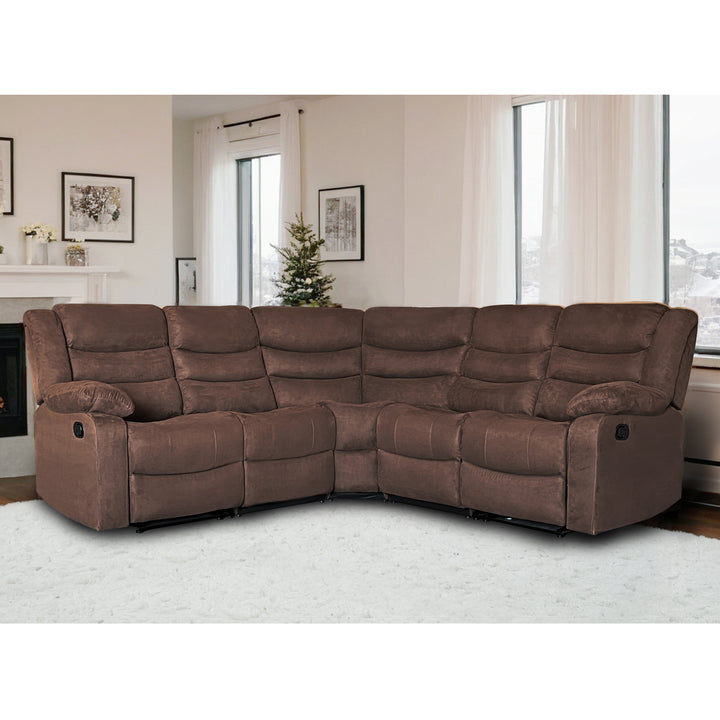 brown manual recliner​ suede sectional