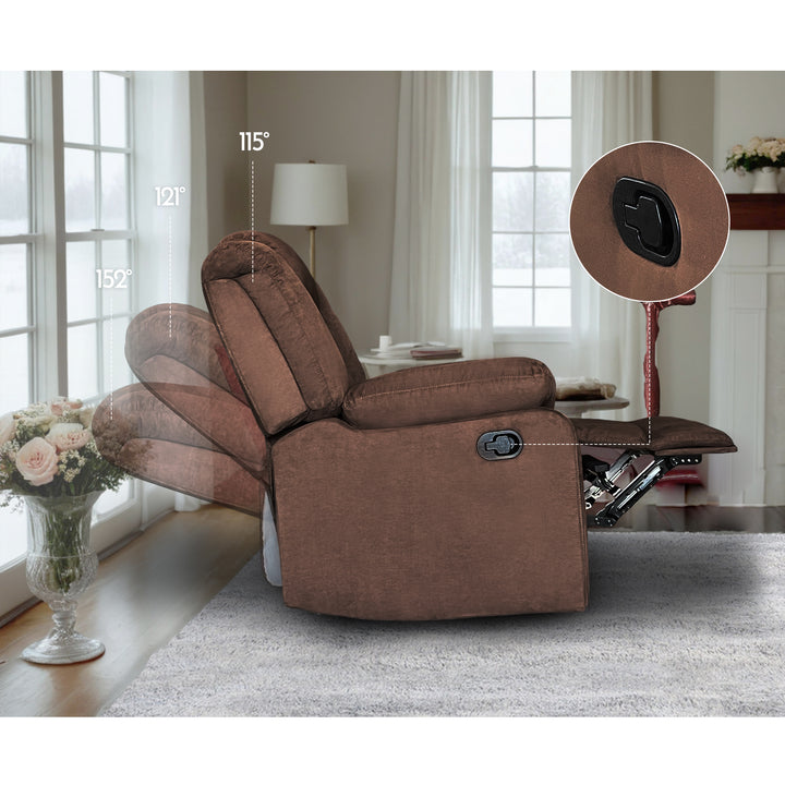 brown suede manual reclining sofa set 