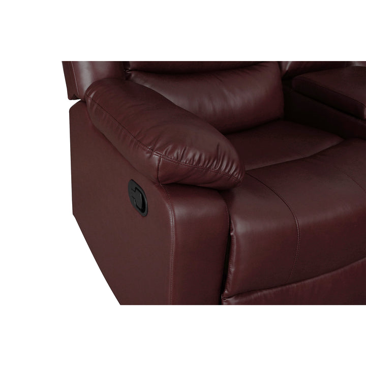 darkred faux leather manual recliner sectional