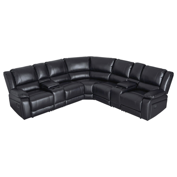 faux leather black recliner sectional sofa