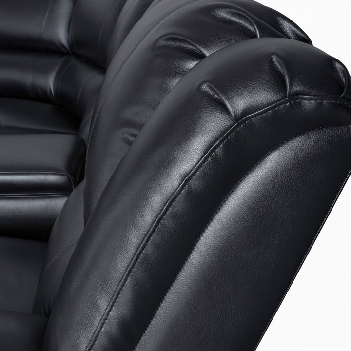 faux leather black recliner sectional sofa