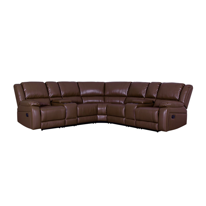 faux leather brown recliner sectional sofa