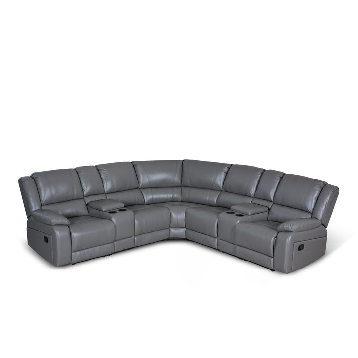 faux leather gray recliner sectional sofa