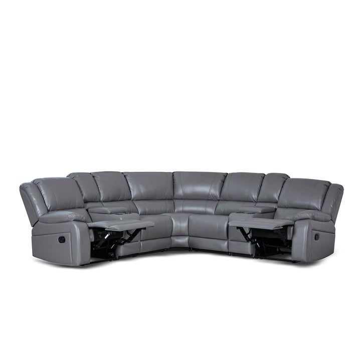 faux leather gray recliner sectional sofa