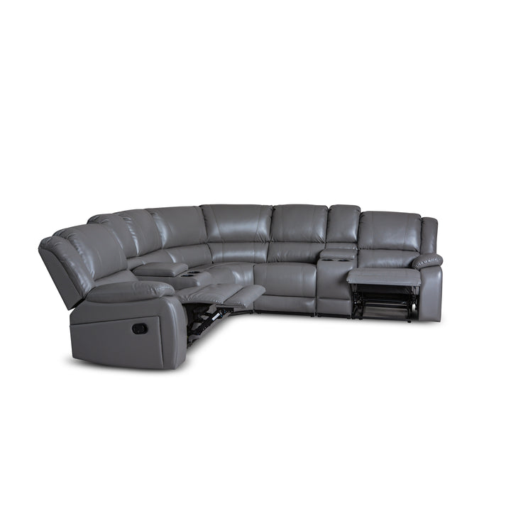 faux leather gray recliner sectional sofa