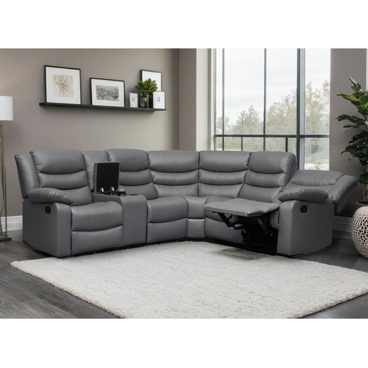 gray faux leather manual recliner sectional