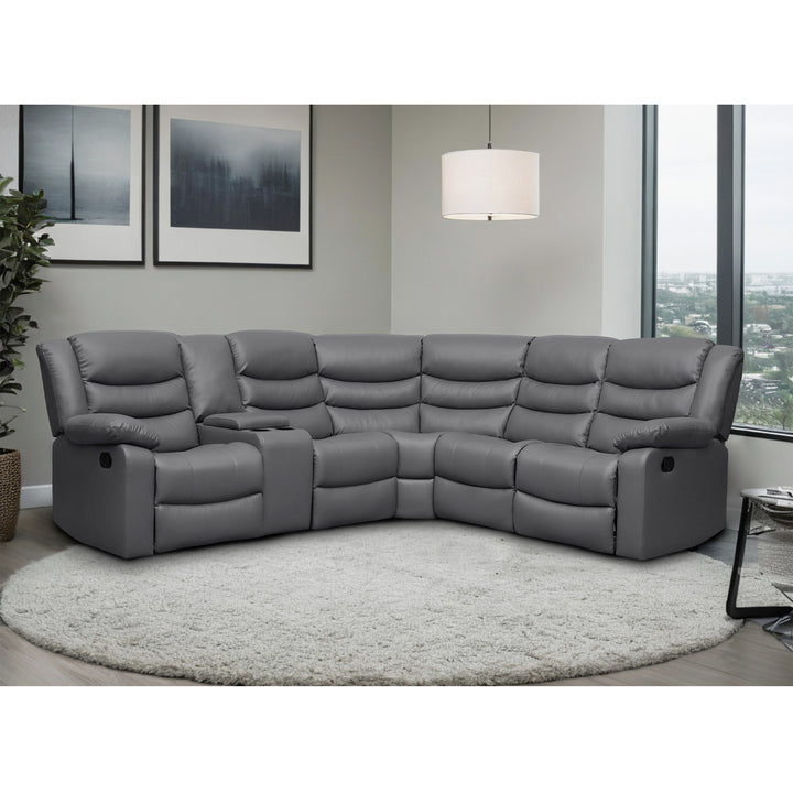 gray faux leather manual recliner sectional