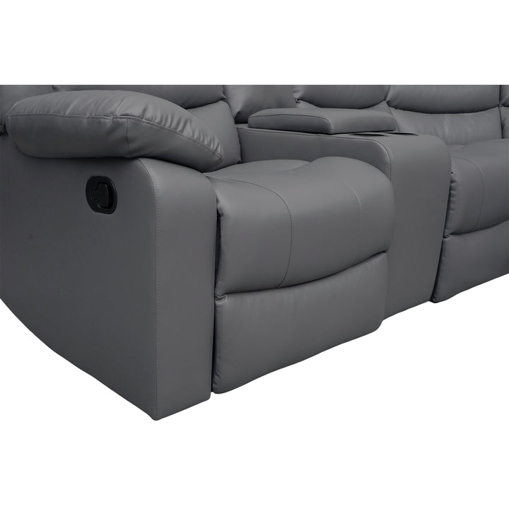 gray faux leather manual recliner sectional